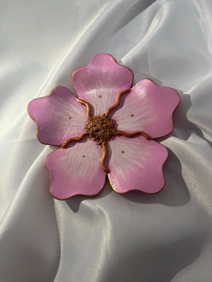 Işıltılı pembe çiçek tabak - Görsel 4