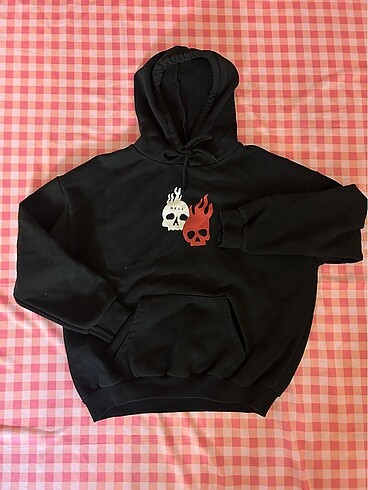 Siyah hoodie kuru kafa desenli
