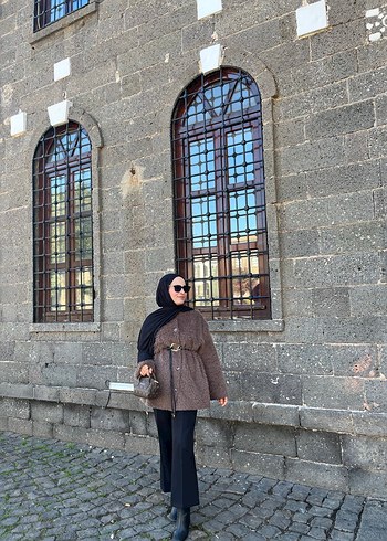 Kahverengi Kemerli Midi Kadın Kaban - Görsel 2