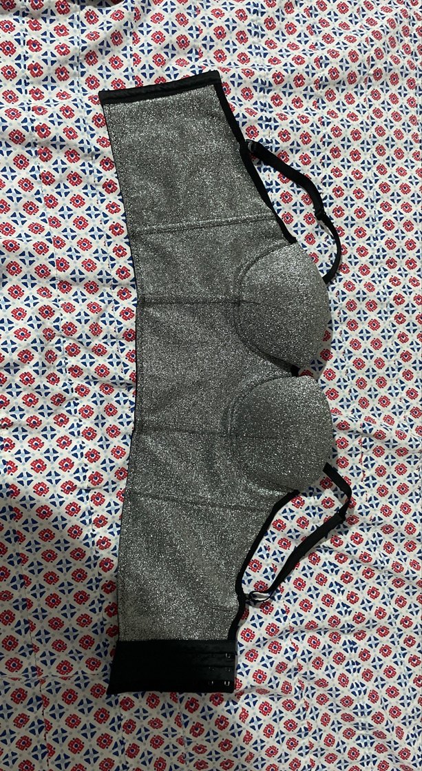 Gri simli Nakışlı Strappy Bustiyer - Görsel 2