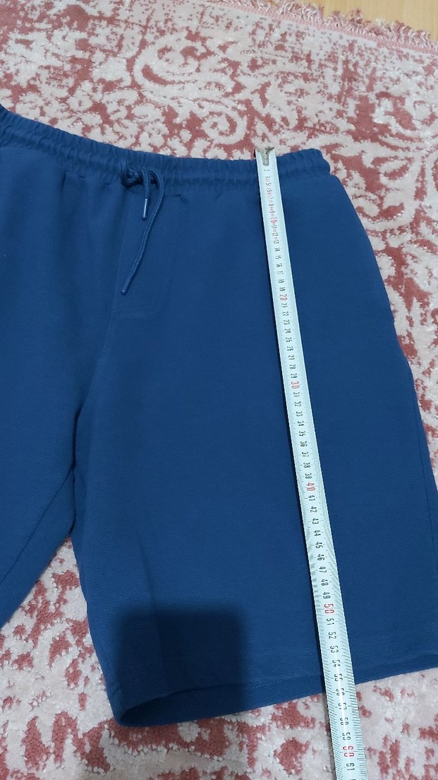 Erkek Mavi Rahat Kesim Midi Şort - Görsel 3