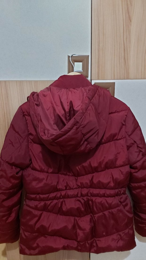 Bordo Kadın Midi Kışlık Ceket - Görsel 4