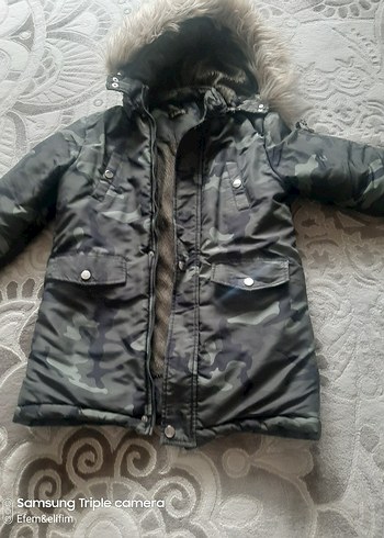 Erkek Kamuflaj Desenli Kürklü Mont - Görsel 4