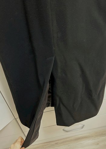 BSL FASHION Kadın Uzun Klasik Siyah Kaban