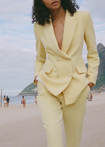 zara Sarı Düğmeli Kadın Blazer Ceket