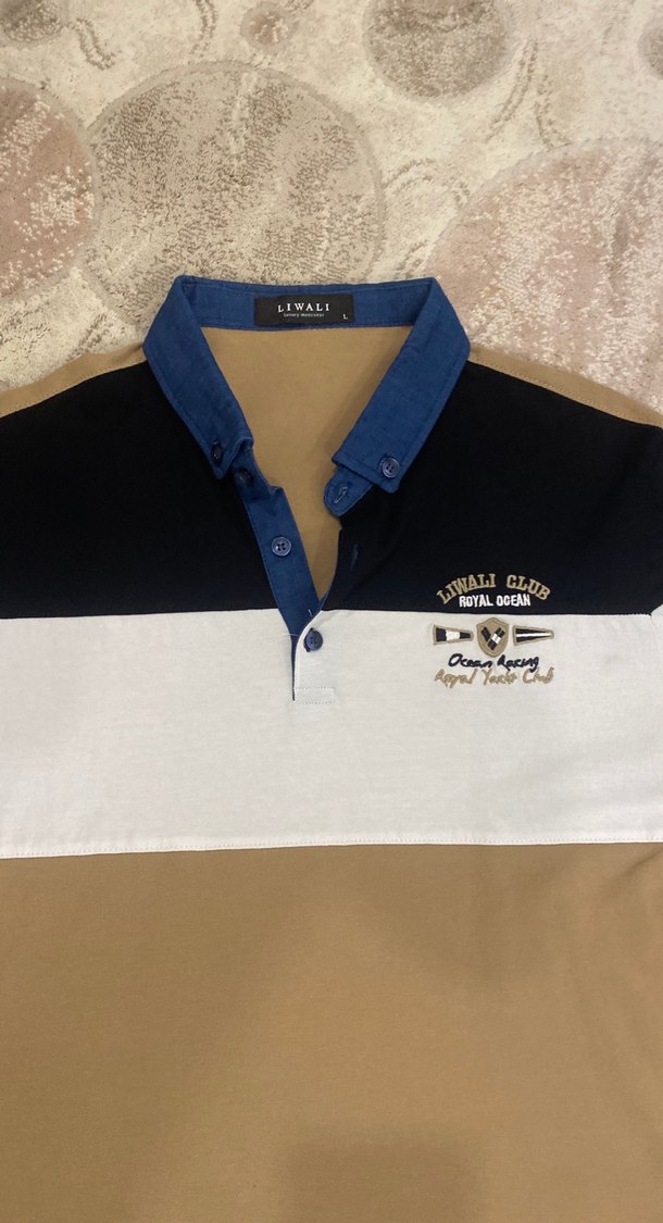 Erkek Bej Renkli Polo Yaka Tişört - Görsel 3