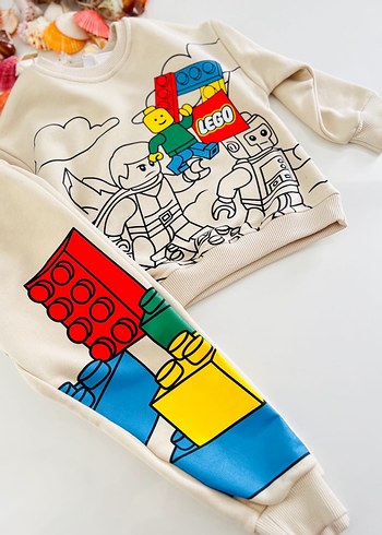 4 Yaş Beden çeşitli Renk LEGO DESENLİ ALT ÜST TAKIM