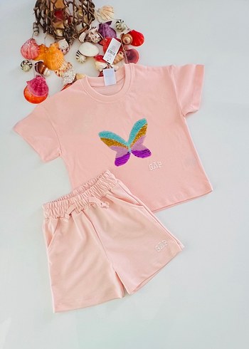 Gap Kelebek İşlemeli Kız Bebek Takımı