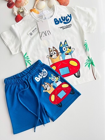 Zara BLUEY KARAKTERLİ ŞORTLU TAKIM