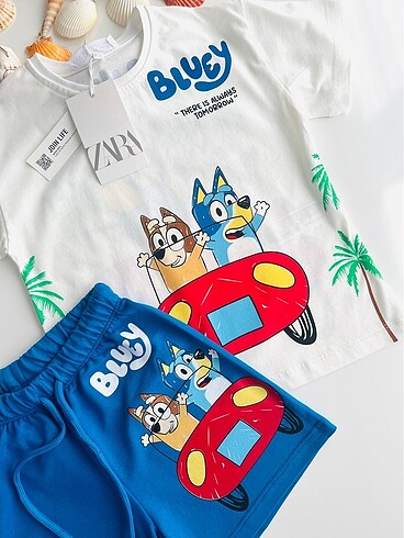 2 Yaş Beden BLUEY KARAKTERLİ ŞORTLU TAKIM