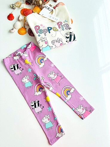 3 Yaş Beden çeşitli Renk PEPPA PİG DESENLİ TAYTLI TAKIM