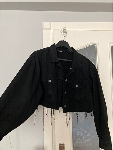 Diğer Siyah crop kot ceket