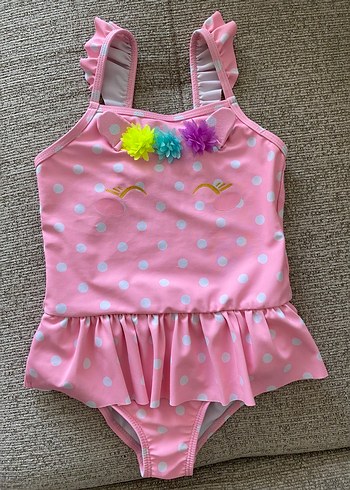 Pembe Puantiyeli Kız Çocuk Mayo