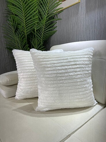 Jakarlı peluş kırlent kılıfı ( 2 Adet)