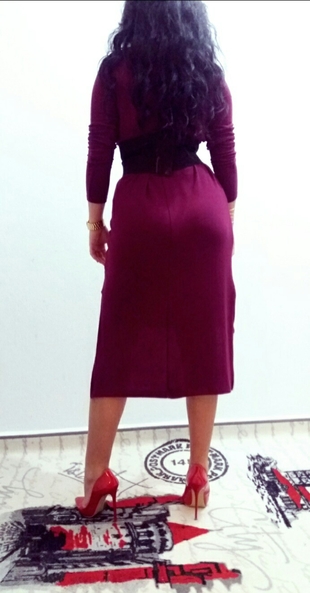 universal Beden bordo elbise