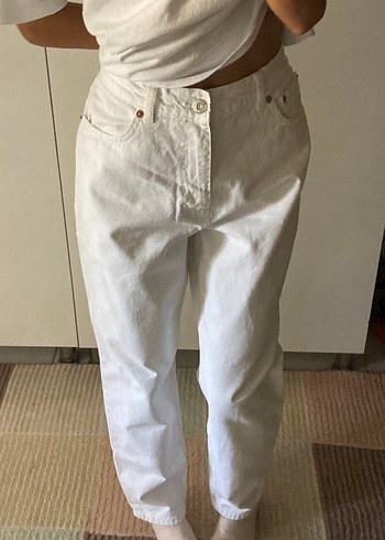 Mango Beyaz Mom Jean