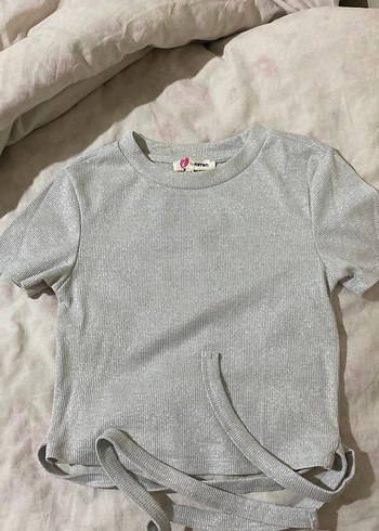 Koton Kız Çocuk Gri Kısa Kollu Basic Tişört