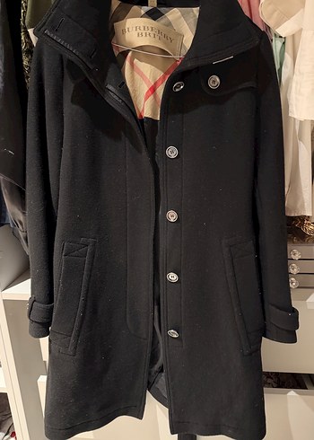 Burberry Orjinal Burberry Dugmeli Siyah Midi Kaban