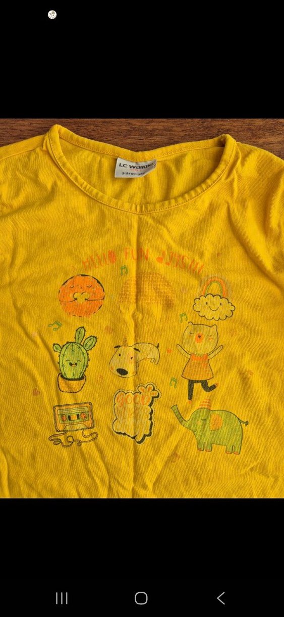 Kız Çocuk Uzun Kollu Sarı ve Pudra Tişört - Görsel 4