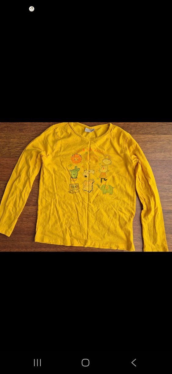 Kız Çocuk Uzun Kollu Sarı ve Pudra Tişört - Görsel 5