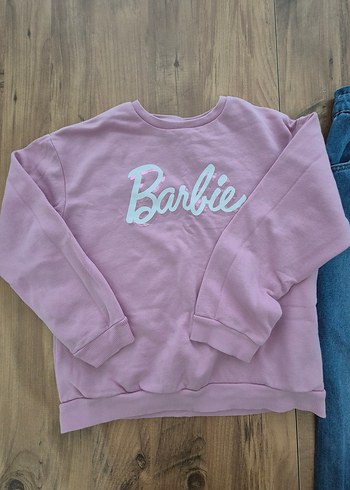 Pembe Sweatshirt ve Rahat Denim Pantolon Seti - Görsel 2