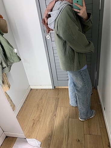 m Beden haki Renk Mavi jeans kot ceket
