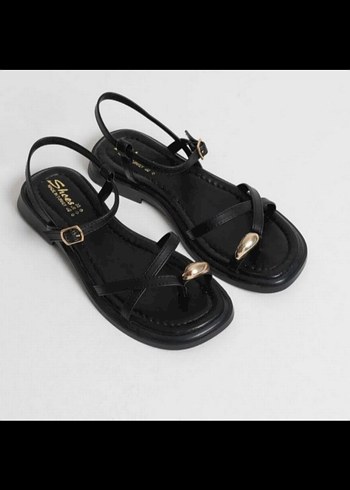 Diğer Minimal Siyah Tokalı Stiletto Topuklu Kadın Sandalet