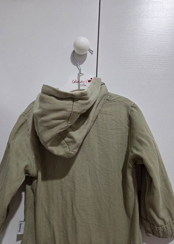 Erkek Çocuk Bej Keten Kapüşonlu Ceket - Görsel 2