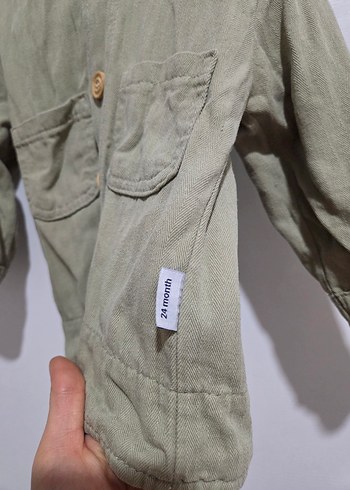 Erkek Çocuk Bej Keten Kapüşonlu Ceket - Görsel 3