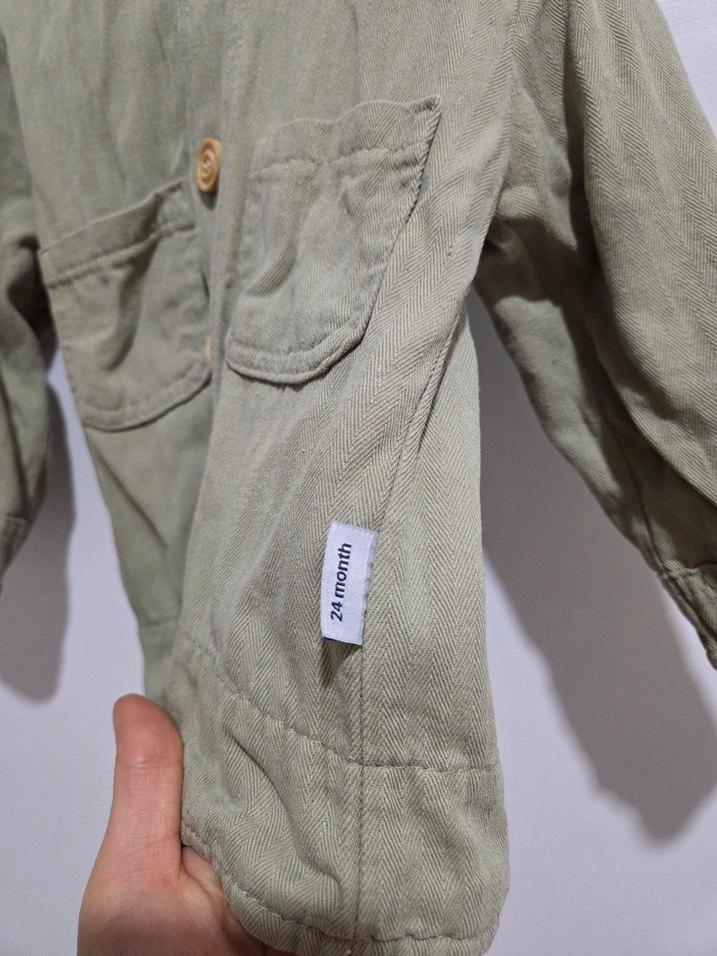 Erkek Çocuk Bej Keten Kapüşonlu Ceket - Görsel 3