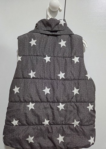 unısex Çocuk Gri Yıldız Desenli Fermuarlı Yelek - Görsel 2