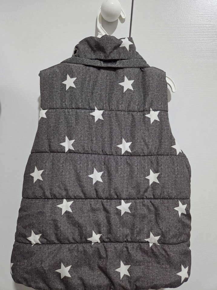 unısex Çocuk Gri Yıldız Desenli Fermuarlı Yelek - Görsel 2