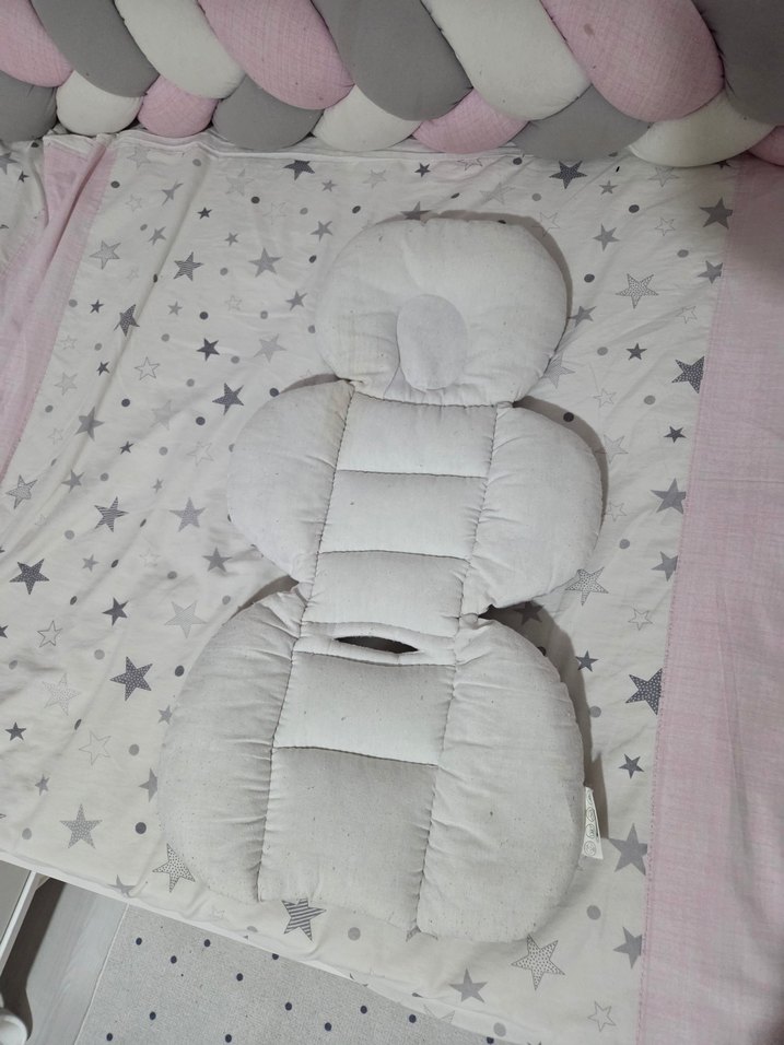 Gri Yıldız Desenli Bebek puset Minderi - Görsel 2