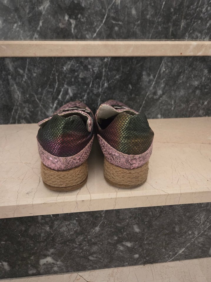 Yılan Desenli Pembe Platform Topuklu Kadın Spor Ayakkabı - Görsel 2