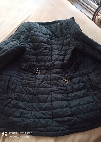 Kemerli Uzun Siyah Kadın Kışlık Mont - Görsel 4