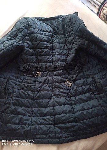 Kemerli Uzun Siyah Kadın Kışlık Mont - Görsel 3