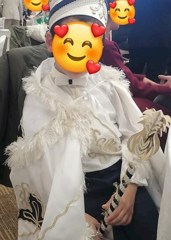 Beyaz Kapüşonlu Puf Kollu sünnet Çocuk Kostümü - Görsel 3