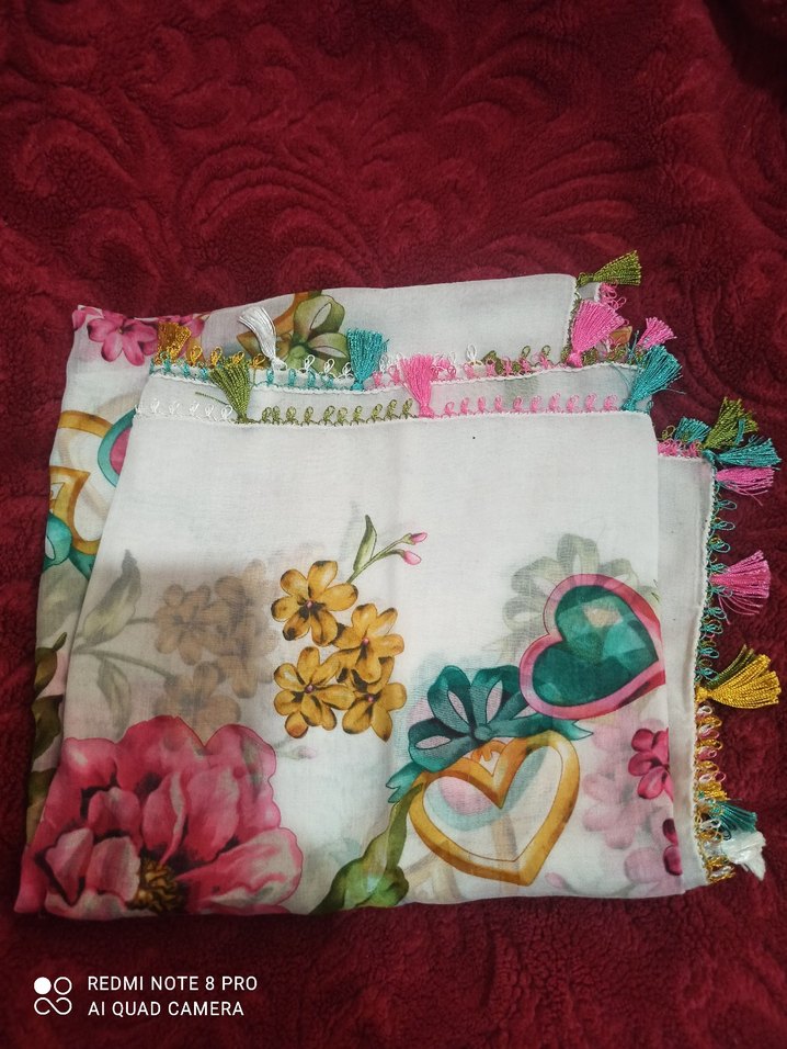 Boncuk İşlemeli Çok Renkli Kadın yazma - Görsel 3