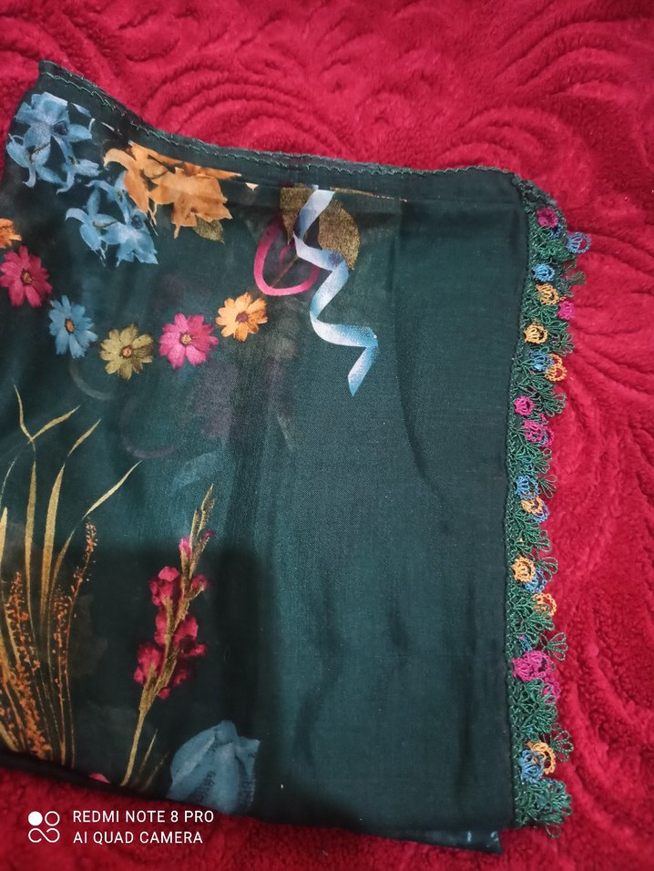 Boncuk İşlemeli Çok Renkli Kadın yazma - Görsel 4