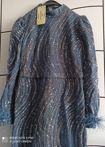 Parlak Çok Renkli Uzun Abiye Elbise - Görsel 5