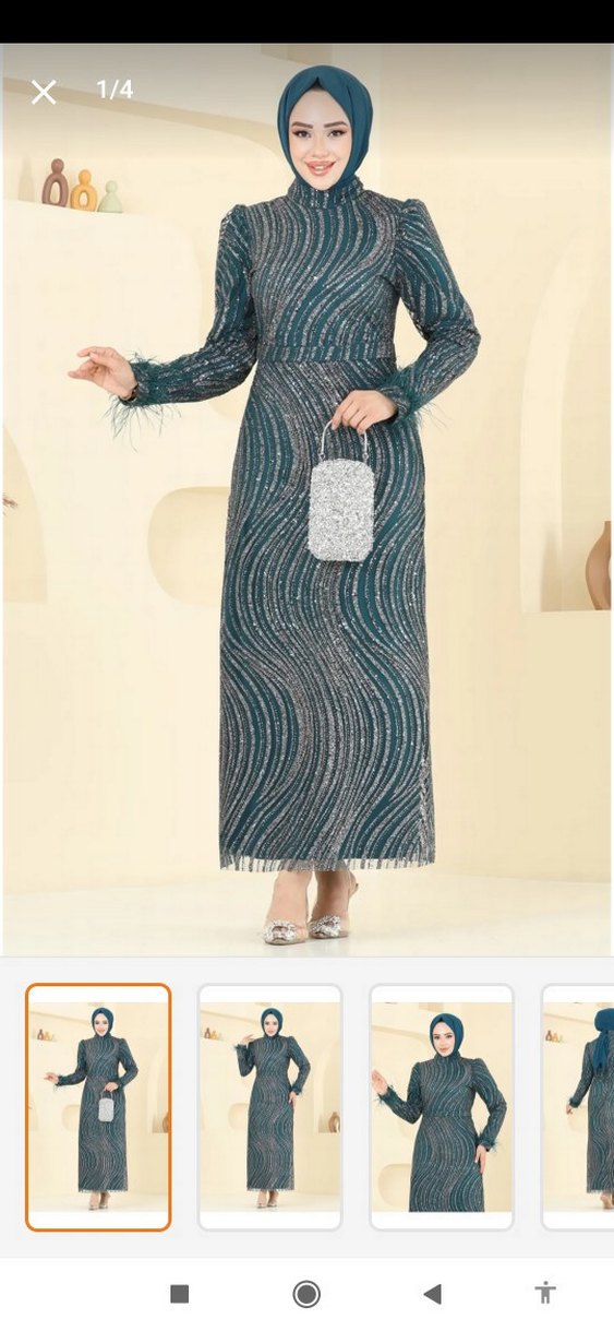 Parlak Çok Renkli Uzun Abiye Elbise - Görsel 2