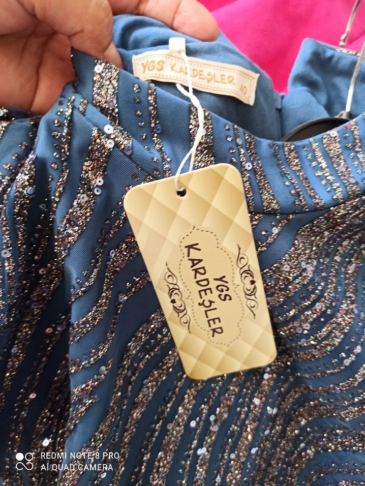 Parlak Çok Renkli Uzun Abiye Elbise - Görsel 4