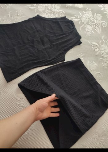 Piliseli Siyah Mini Hamile Eteği - Görsel 7