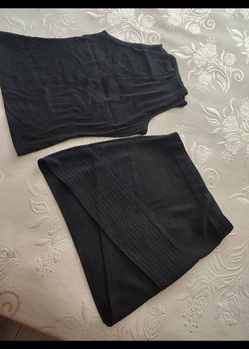 Piliseli Siyah Mini Hamile Eteği - Görsel 6