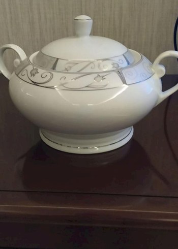 Gri desenli beyaz kapaklı çorba kasesi - Görsel 2