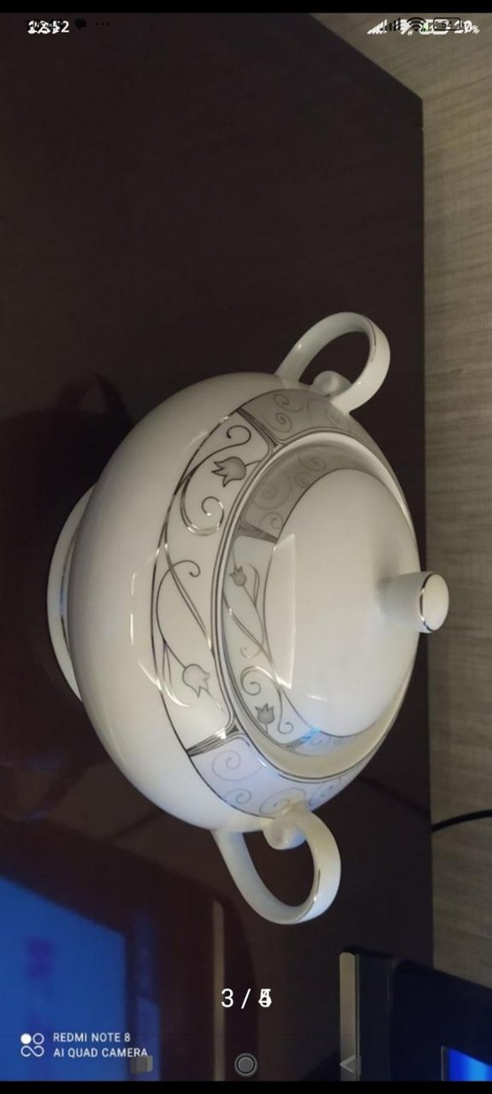 Gri desenli beyaz kapaklı çorba kasesi - Görsel 3