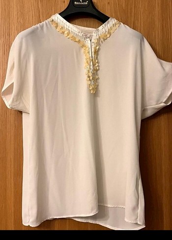 Boncuklu V Yaka Bohem Kadın Bluz - Görsel 3