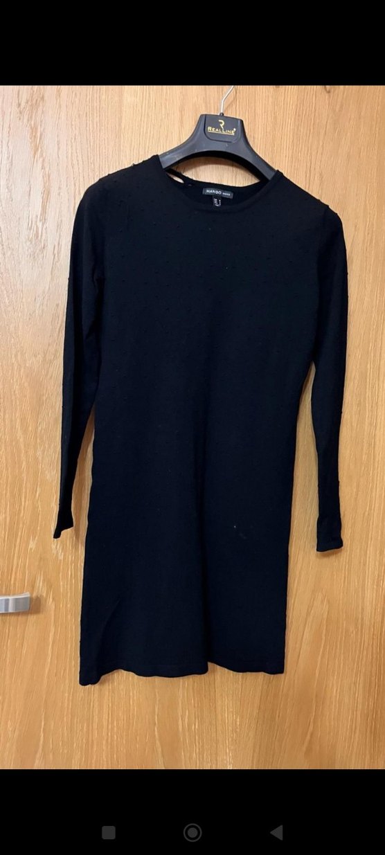 Siyah Uzun Kollu Triko Midi Elbise - Görsel 2