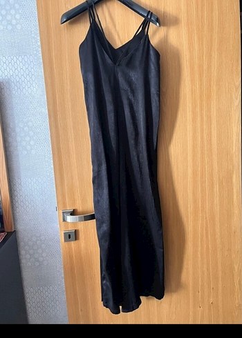 Siyah V Yakalı Uzun Kadın Tulum - Görsel 2