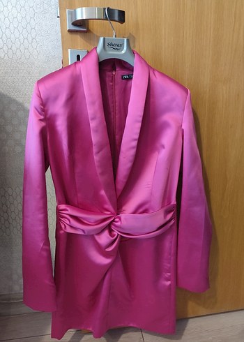 Parlak Pembe Uzun Kadın Sabahlık - Görsel 6